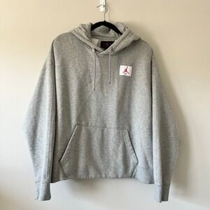 Jordan Flight Fleece Pullover Hoodie Gray Red Logo Womens‎ Size 2X 2XL